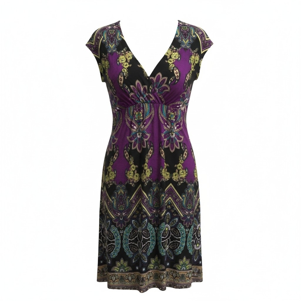 Bobbie Brooks Multicolor V-Neck Dress